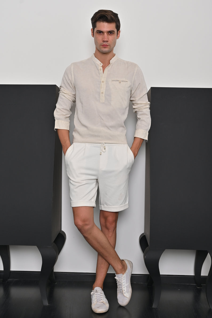 Jenny - Viscose Linen Solid Shirt - Off White