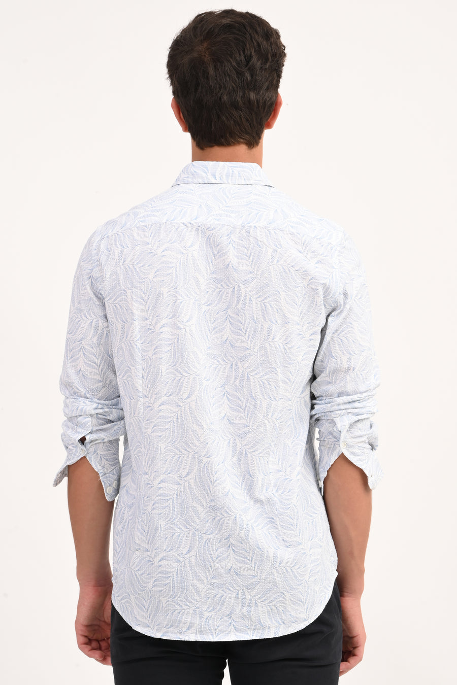 Cuba - Seersucker Printed Shirt - Sky Blue