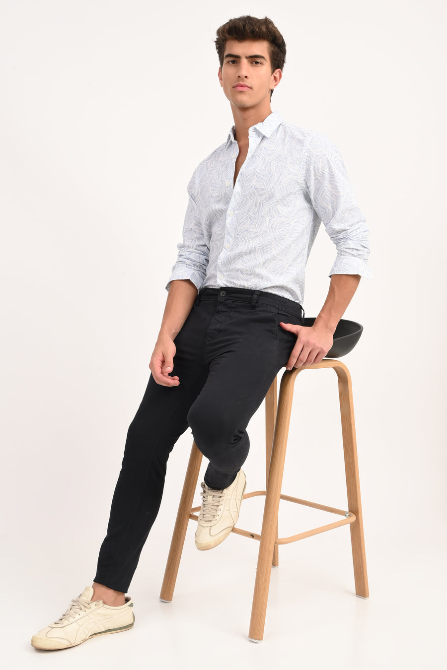 Cuba - Seersucker Printed Shirt - Sky Blue