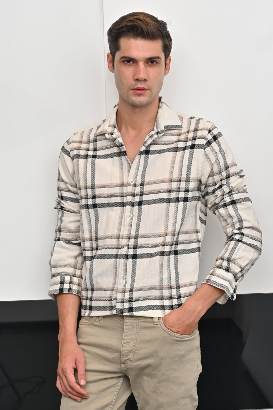 Cubic - Structured Check Shirt - Beige