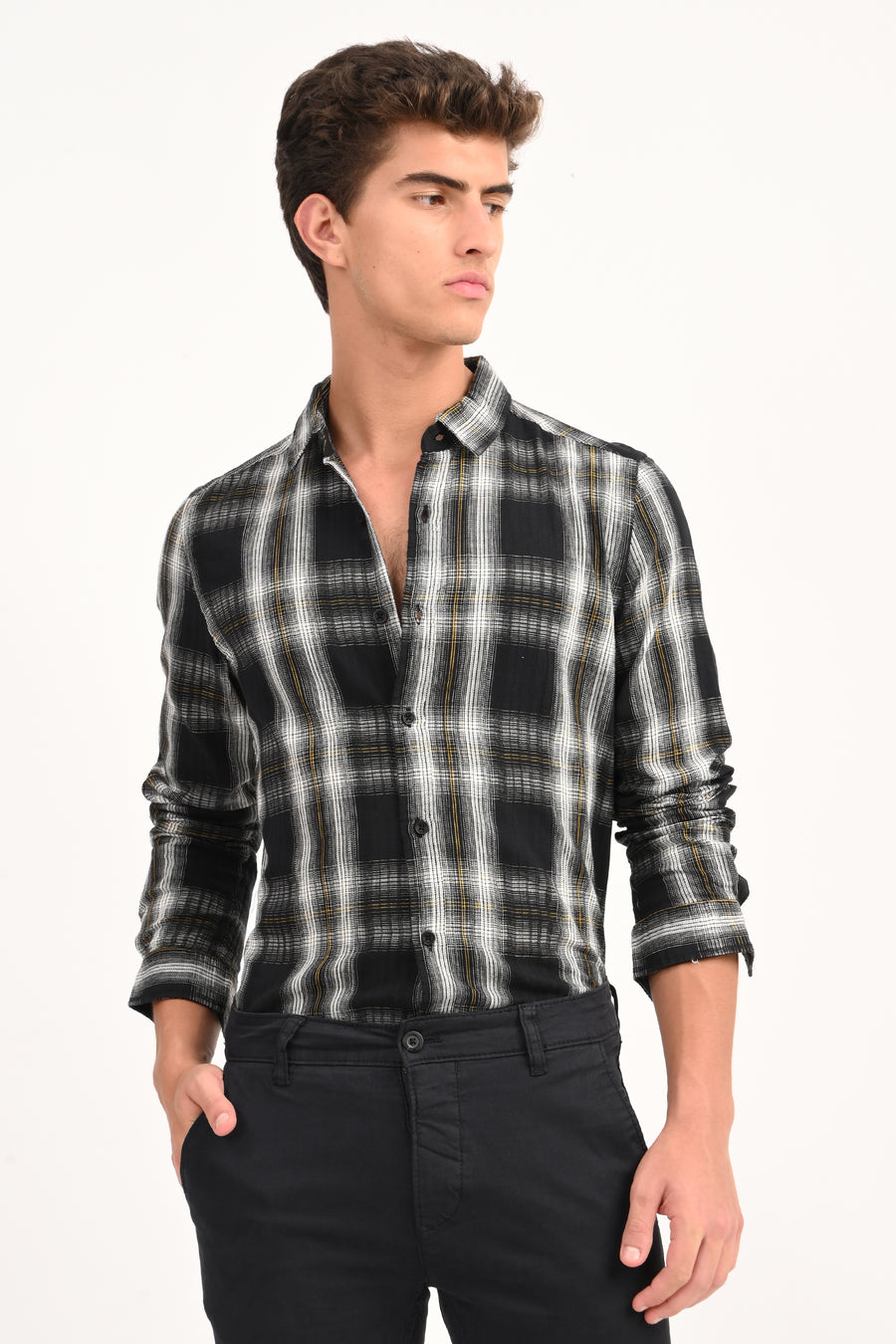 Laura - Yarn Dyed Check Shirt - Black