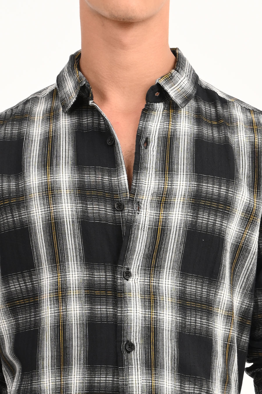 Laura - Yarn Dyed Check Shirt - Black