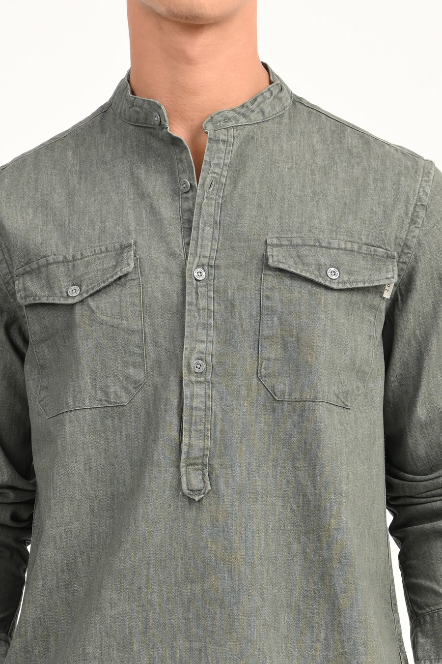 Margot - Detailed Denim Shirt - Olive