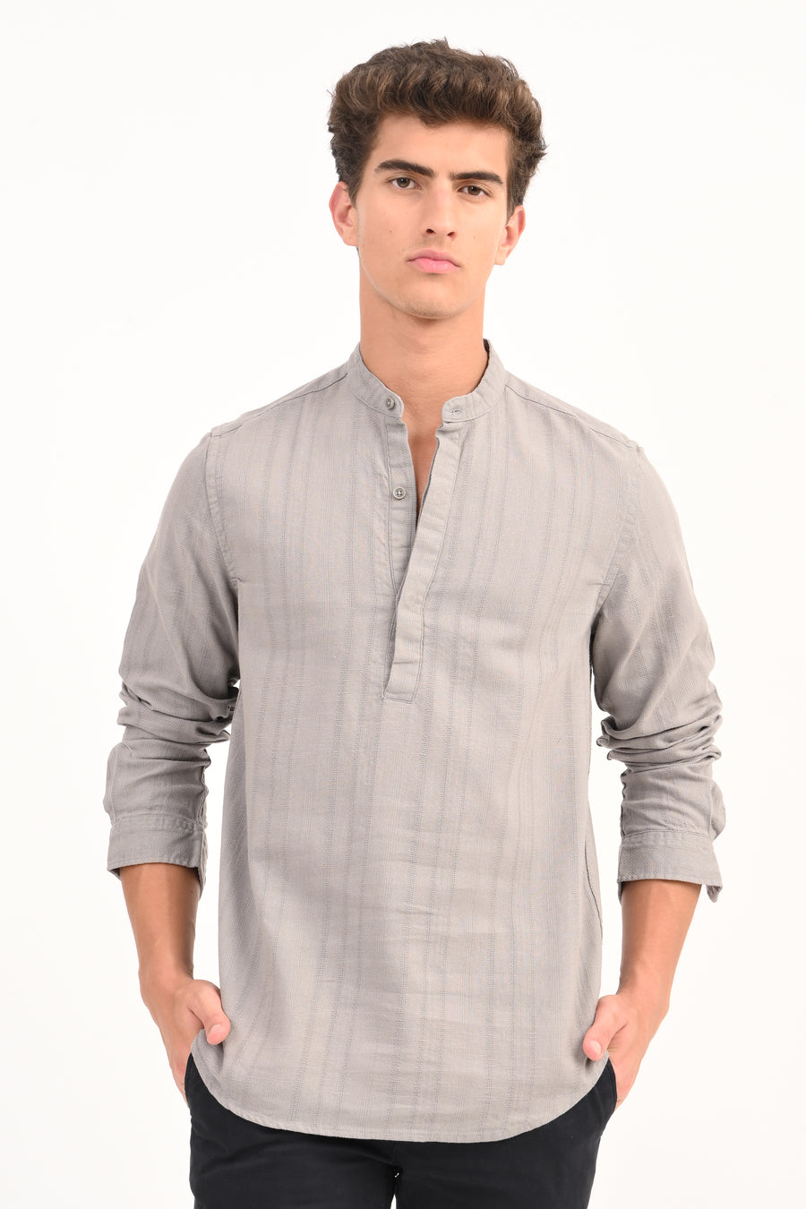 Chandler - Dobby Striped Shirt - Grey