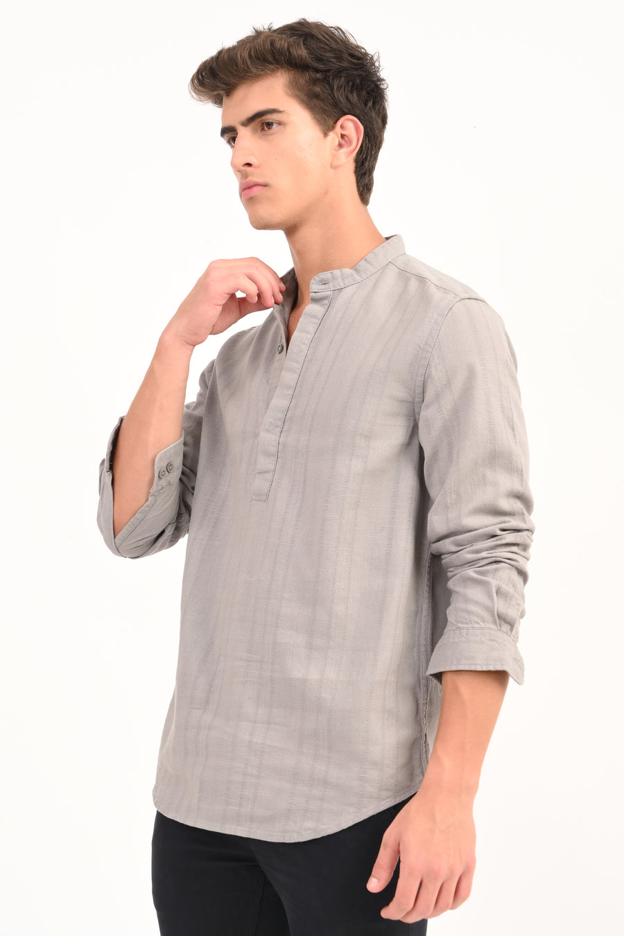 Chandler - Dobby Striped Shirt - Grey