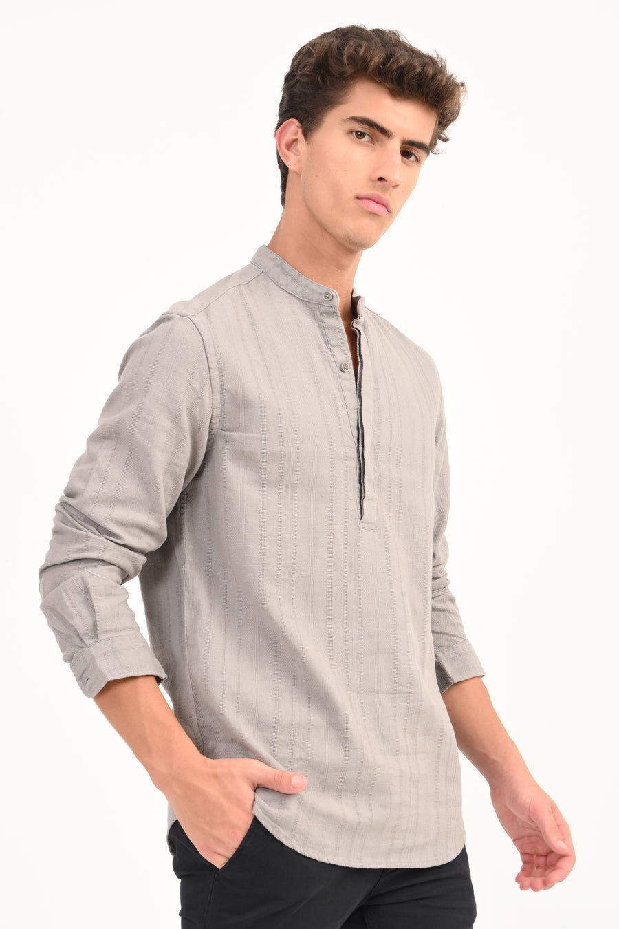 Chandler - Dobby Striped Shirt - Grey