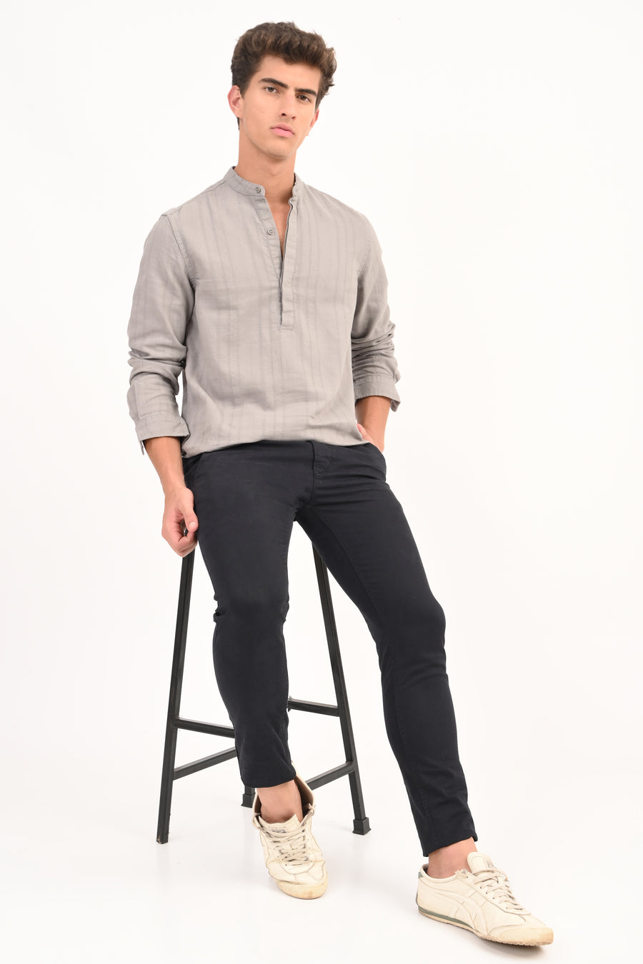 Chandler - Dobby Striped Shirt - Grey