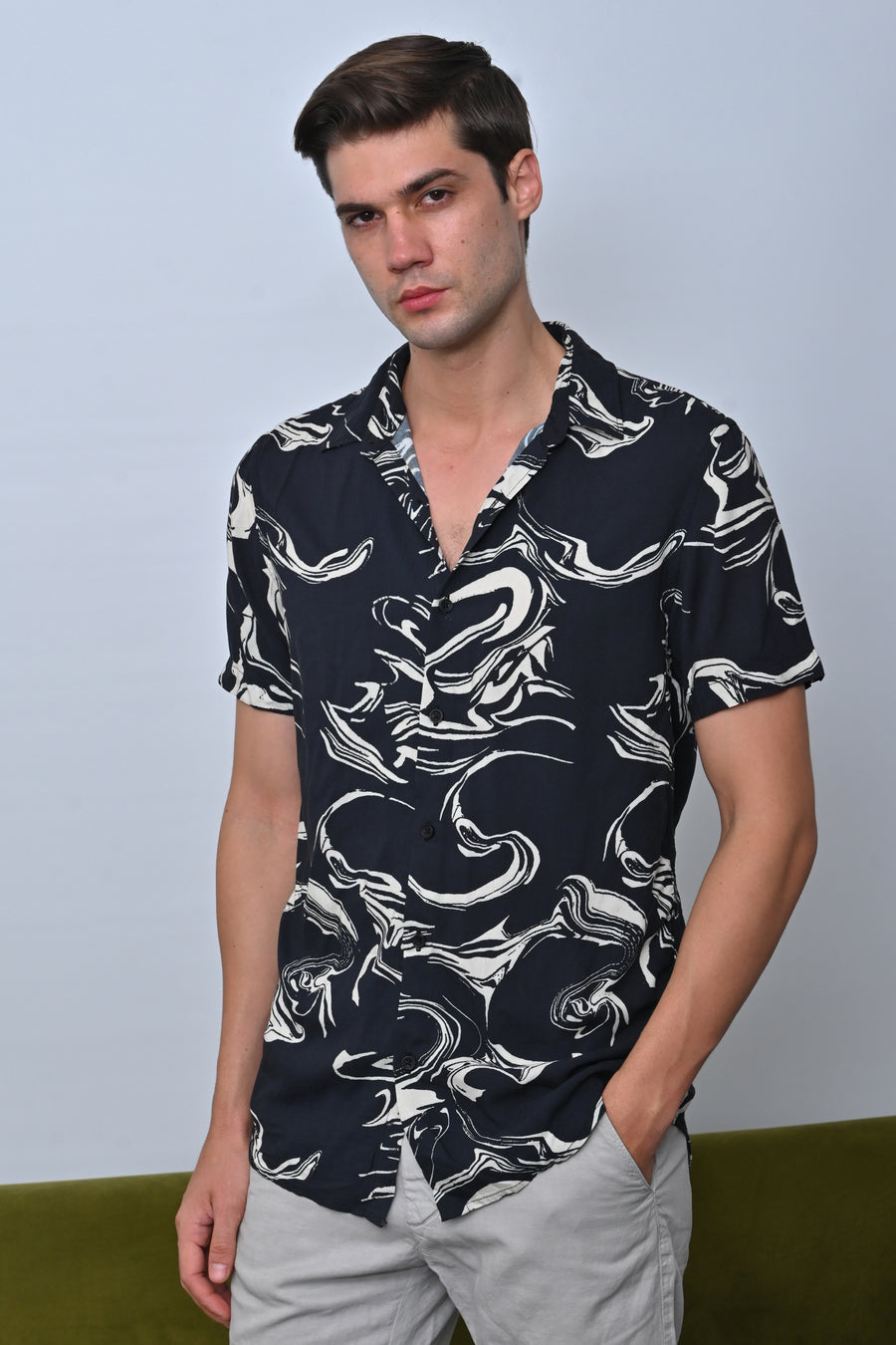 Tasgall - Viscose Printed Shirt - Black