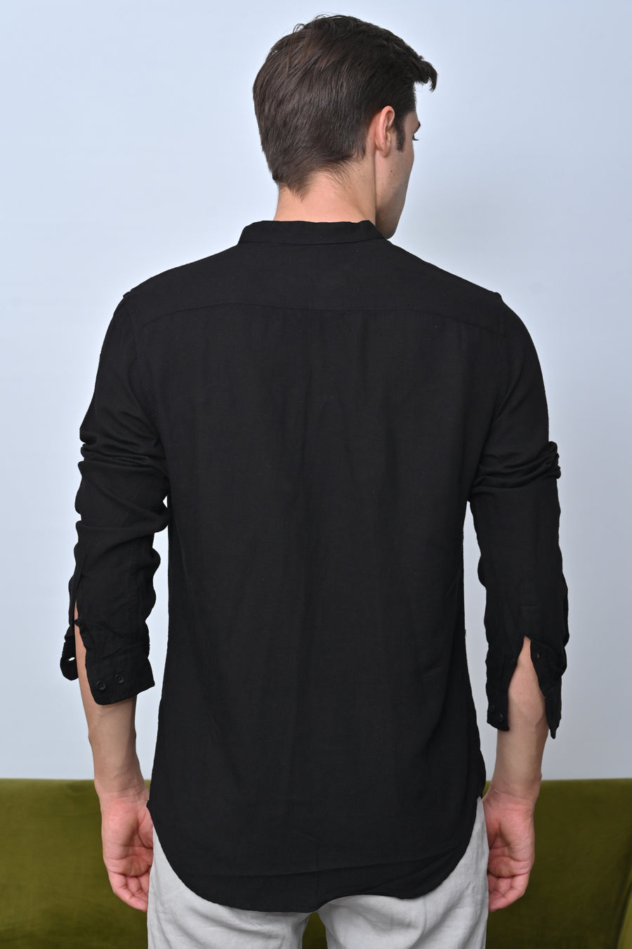 Jenny - Viscose Linen Solid Shirt - Black