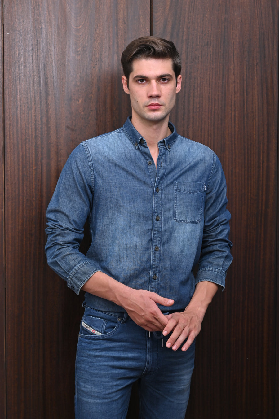 Grady - Denim Basic Shirt - Navy