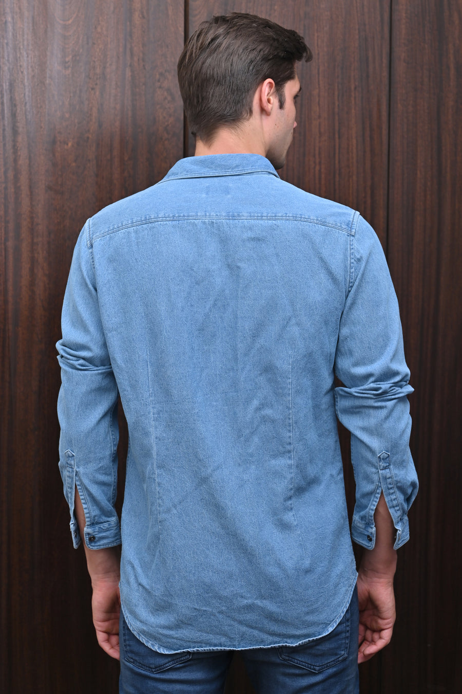 Lucy - Detailed Denim Shirt - Sky