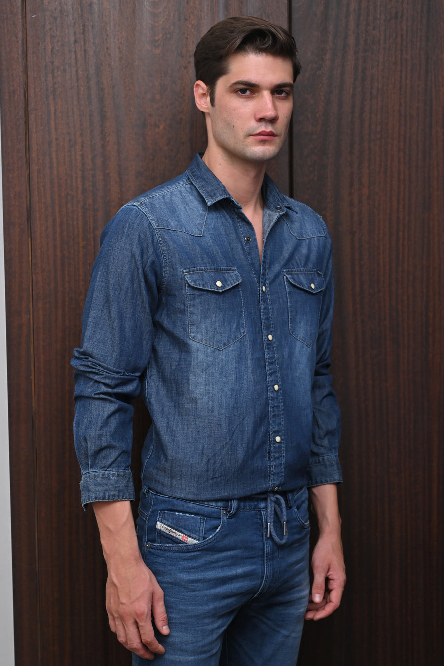 Gerald - Contrast Denim Shirt - Navy