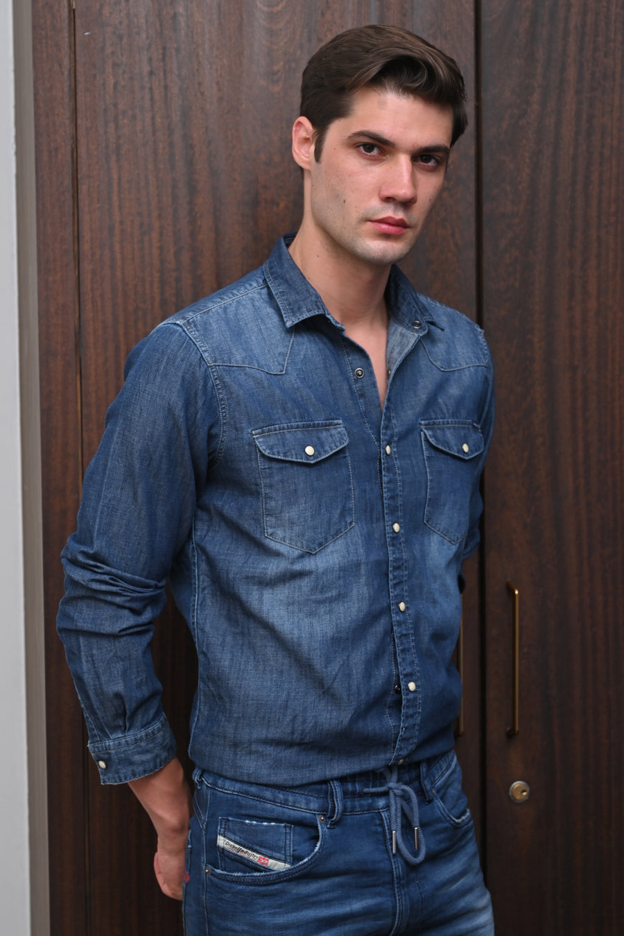 Gerald - Contrast Denim Shirt - Navy