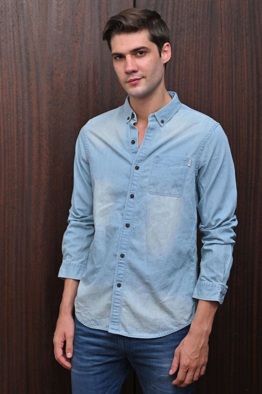 Grady - Denim Basic Shirt - Sky