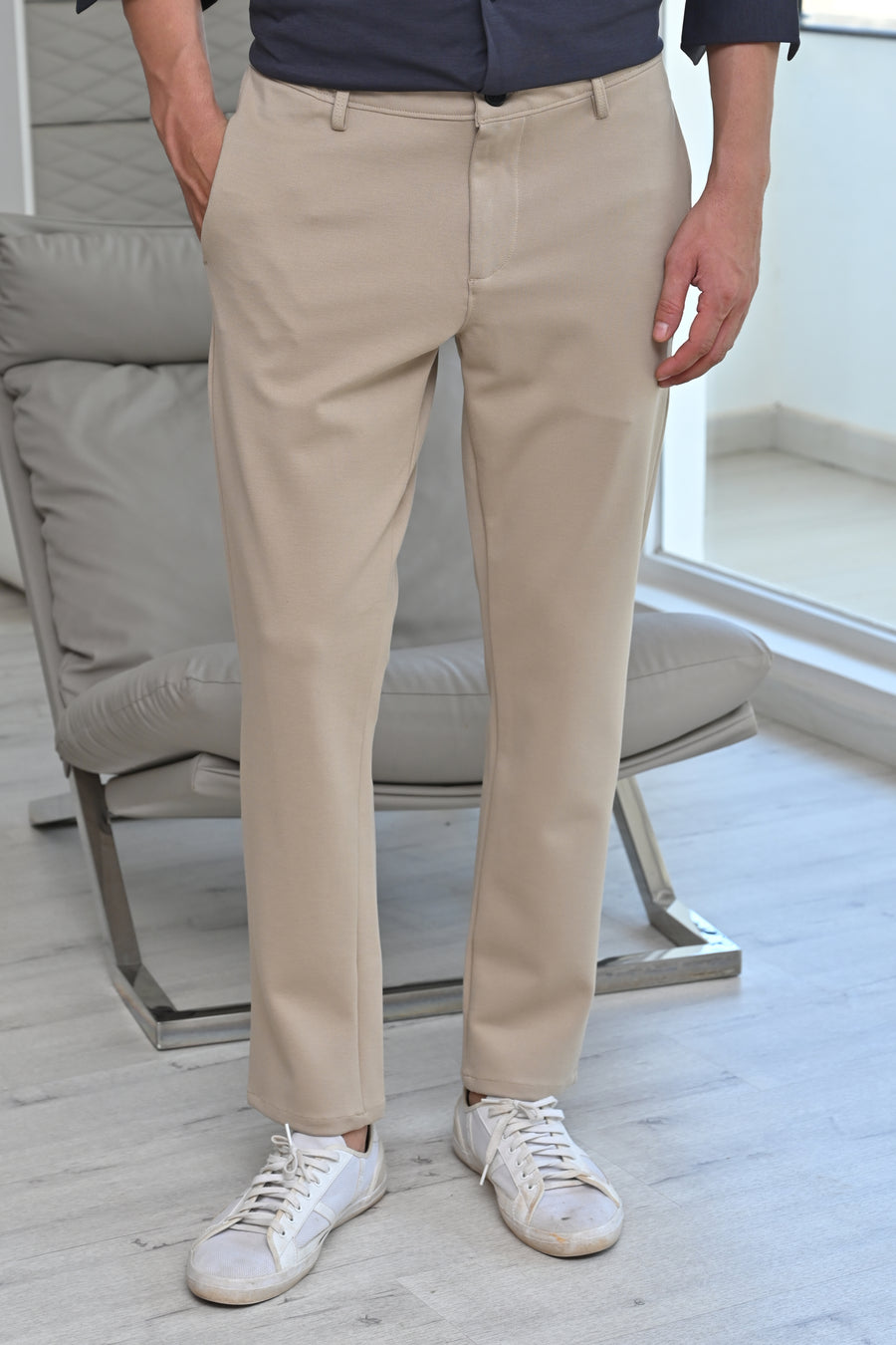 Atlee - Comfort Knitted Trouser- Beige