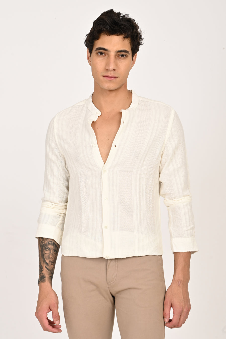 Daffodil - Dobby Striped Shirt - Off White