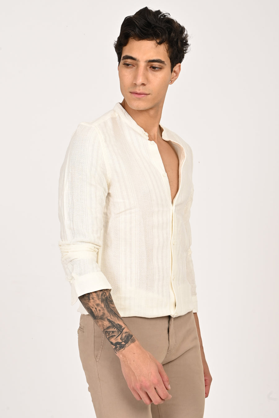Daffodil - Dobby Striped Shirt - Off White
