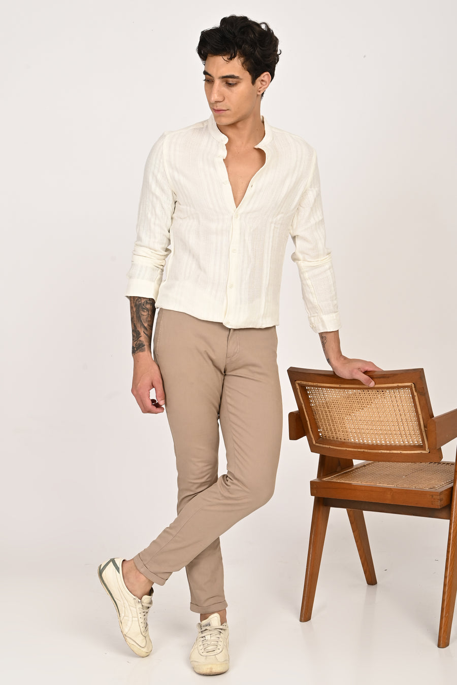 Daffodil - Dobby Striped Shirt - Off White