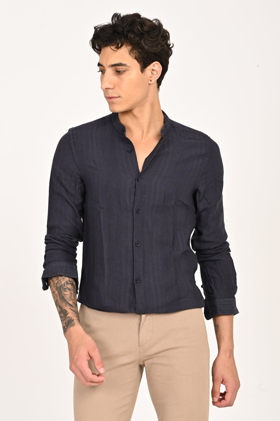 Daffodil - Dobby Striped Shirt - Navy