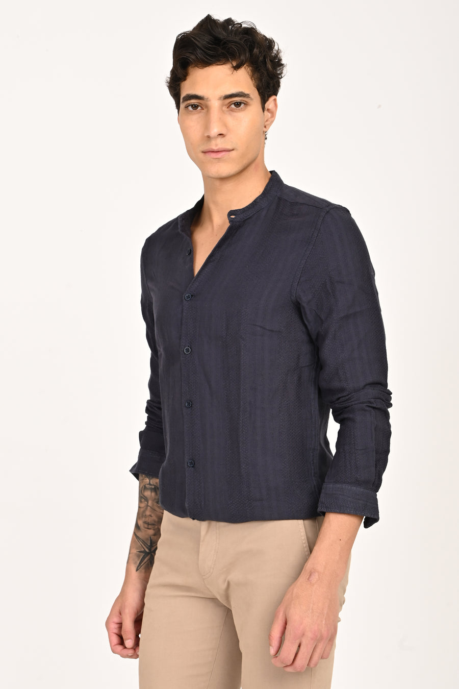 Daffodil - Dobby Striped Shirt - Navy