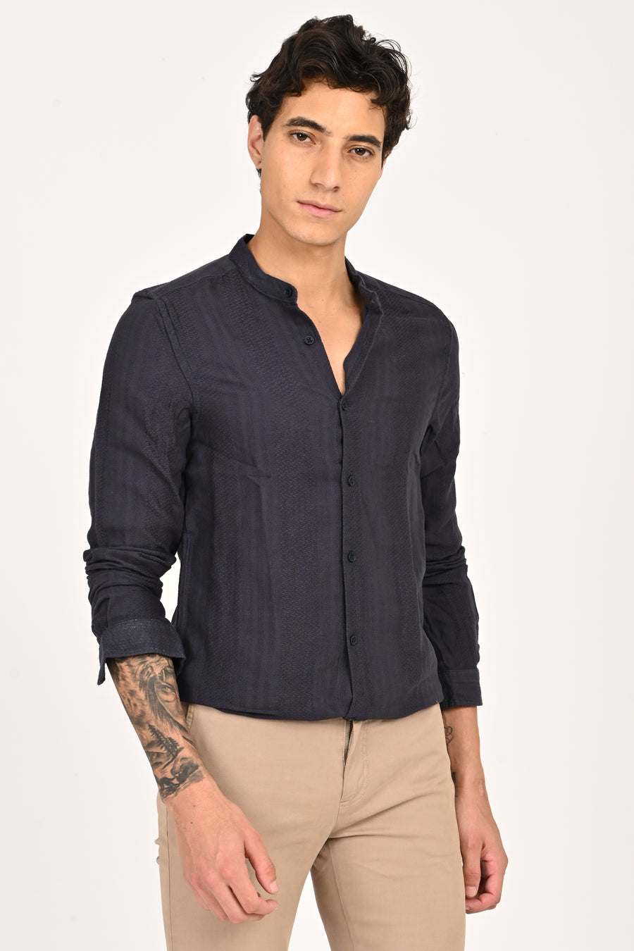 Daffodil - Dobby Striped Shirt - Navy