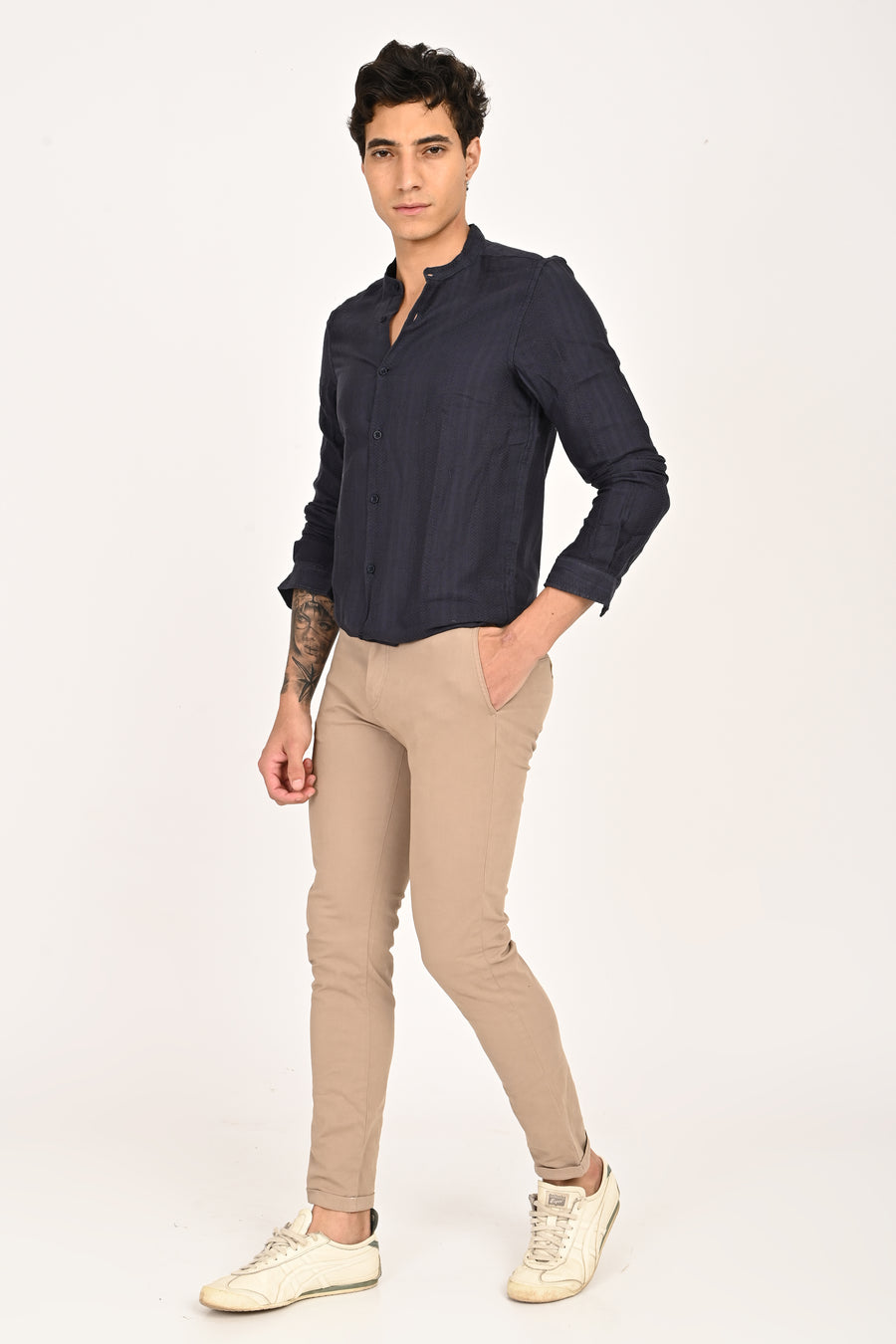 Daffodil - Dobby Striped Shirt - Navy