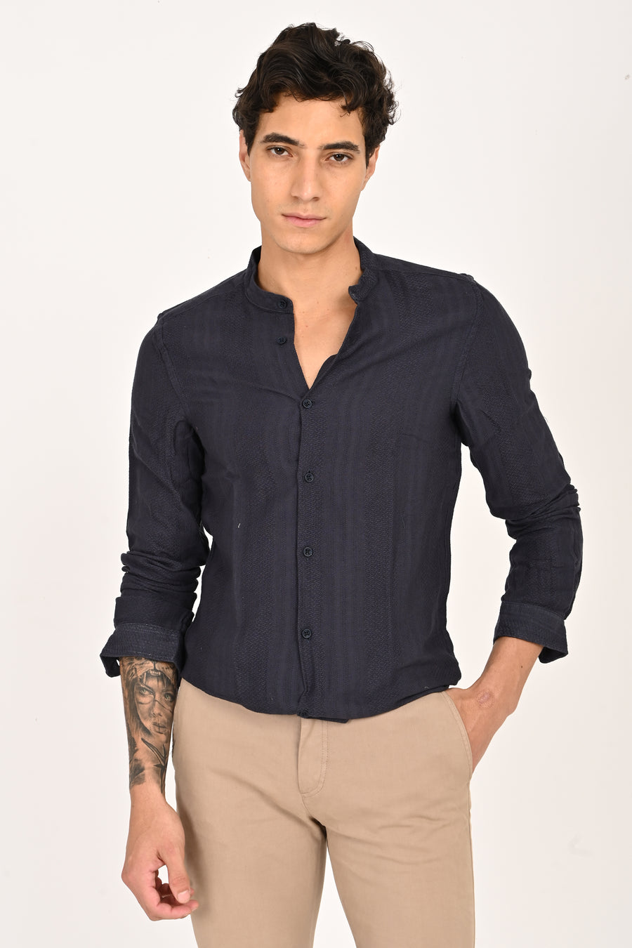 Daffodil - Dobby Striped Shirt - Navy