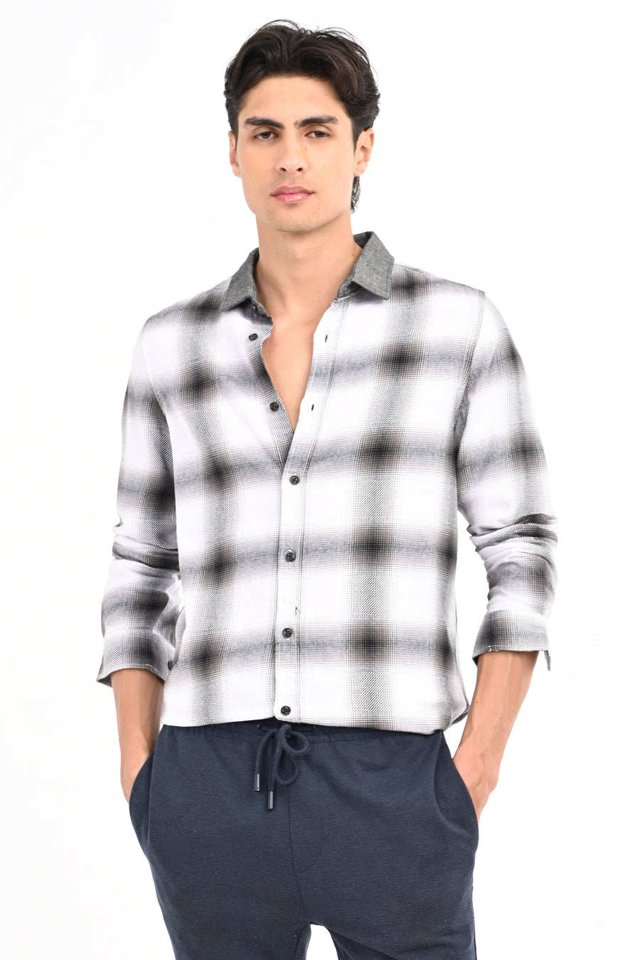 Buffer - Dobby Check Shirt - White