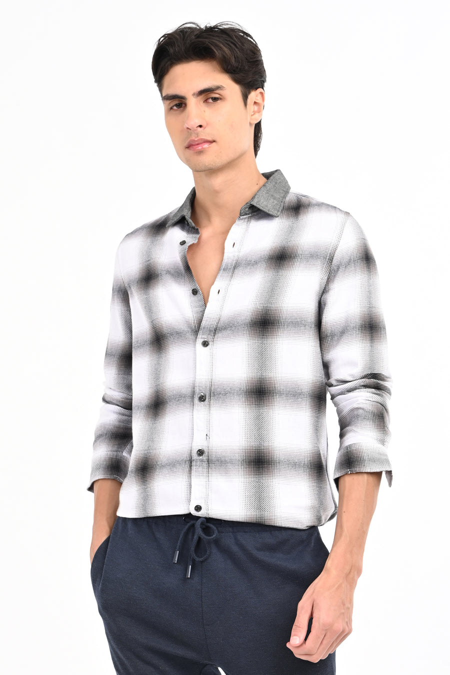 Buffer - Dobby Check Shirt - White