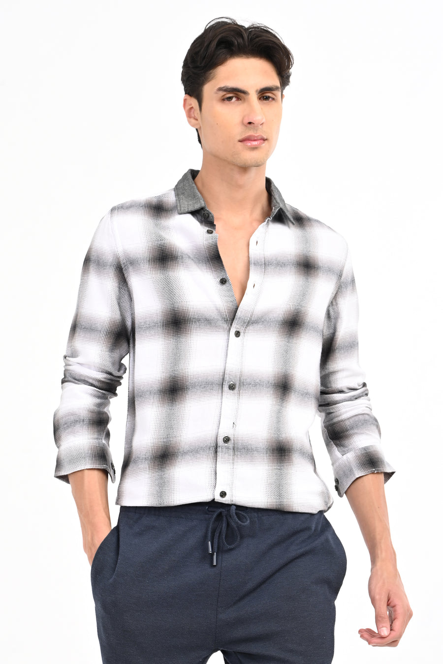 Buffer - Dobby Check Shirt - White