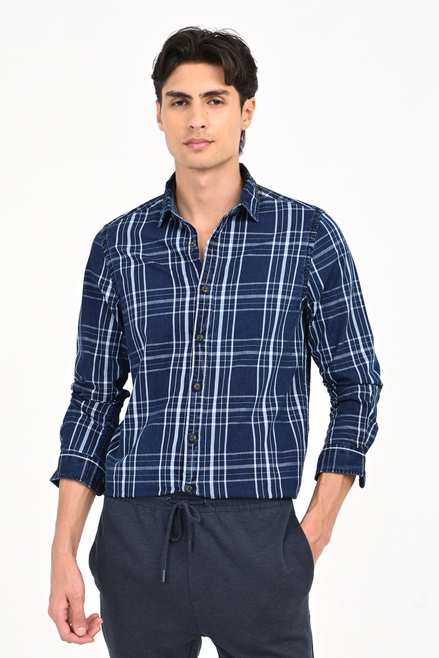 Cord - Indigo Check Shirt - Navy