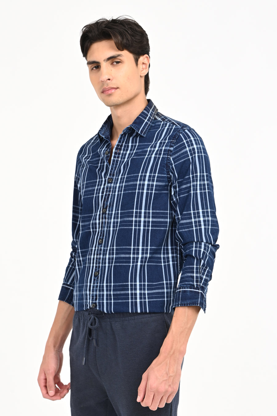 Cord - Indigo Check Shirt - Navy