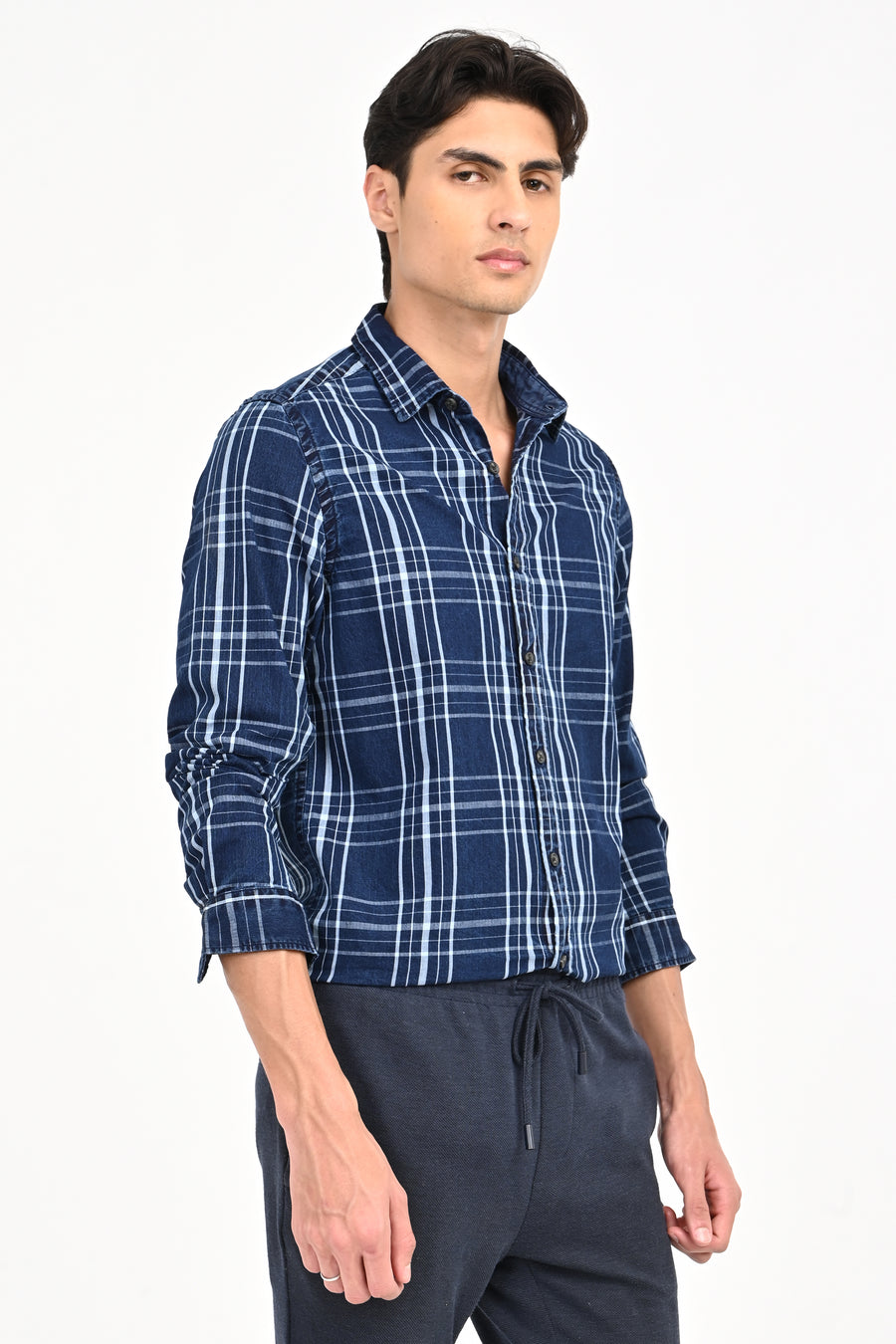 Cord - Indigo Check Shirt - Navy