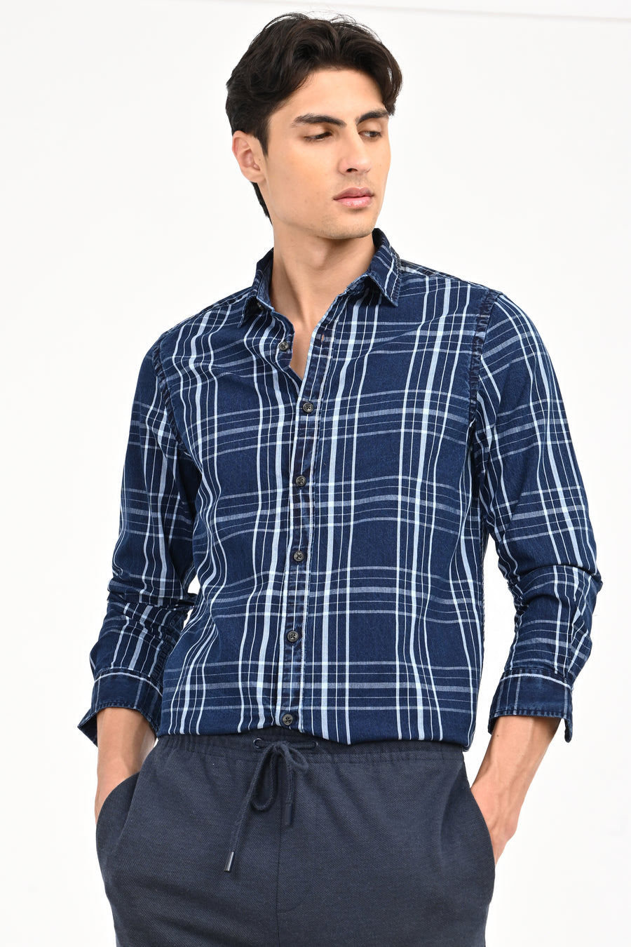 Cord - Indigo Check Shirt - Navy