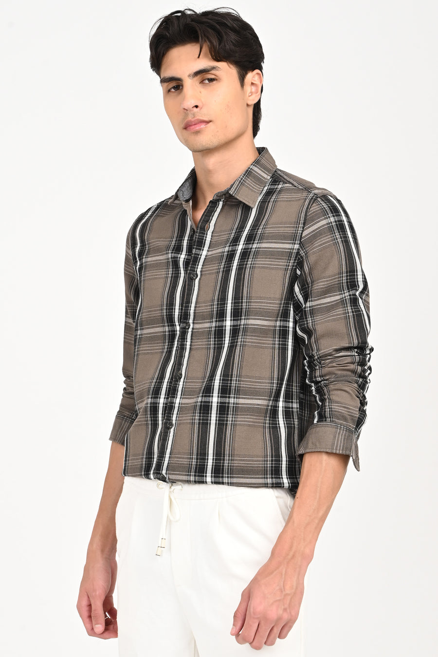 Ruth - Dobby Check Shirt - Mouse