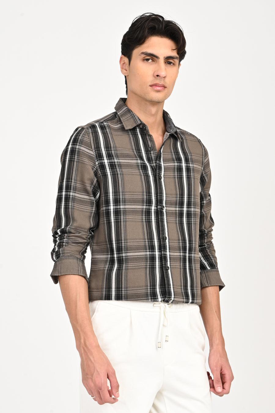 Ruth - Dobby Check Shirt - Mouse