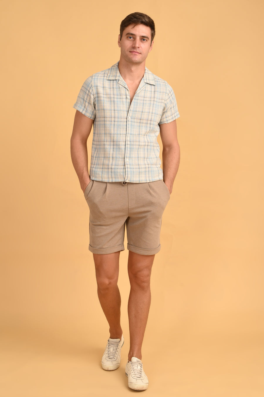 Dahlia - Cotton Dobby Check Shirt - Blue