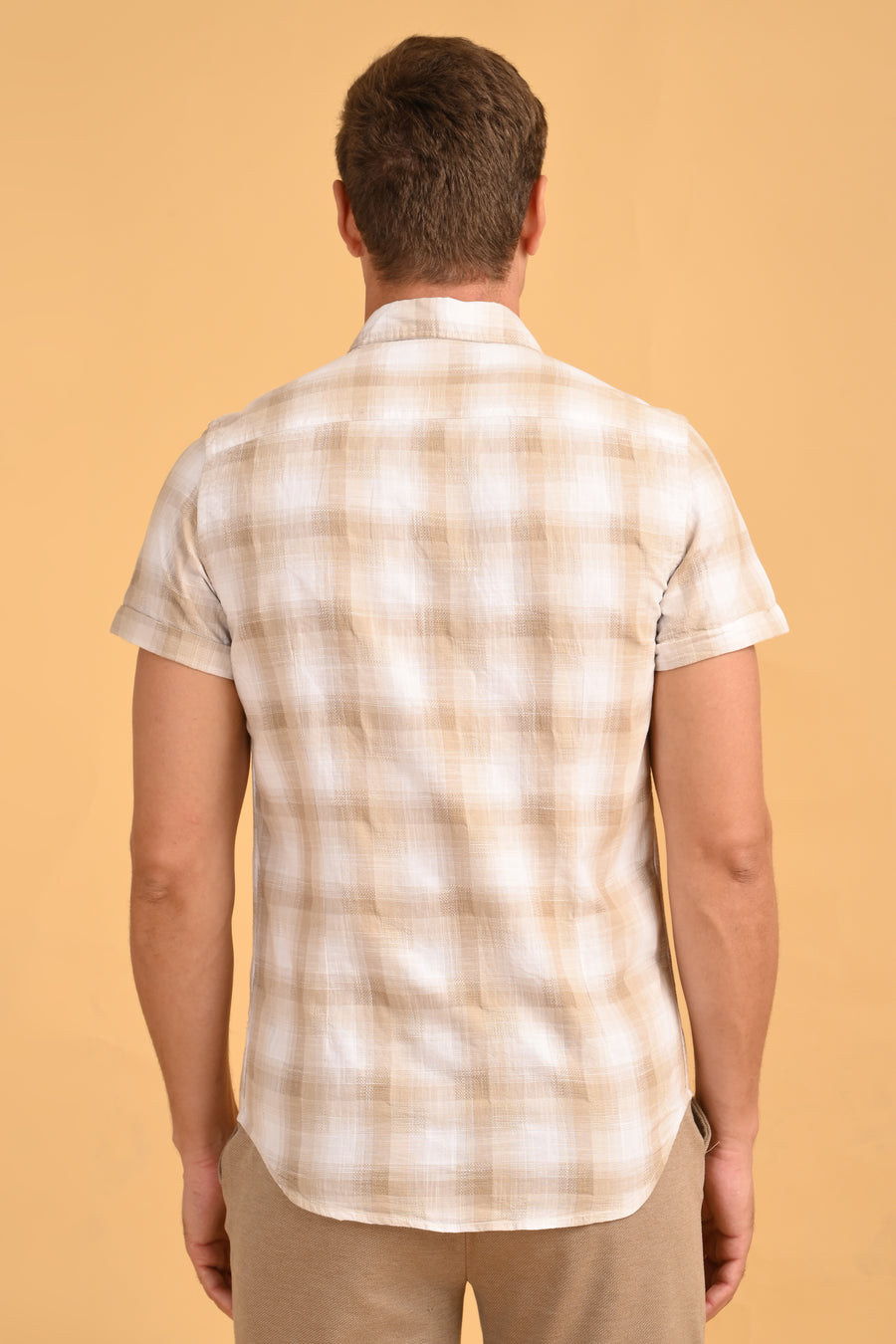 Lawrence - Dobby Check Shirt - Beige
