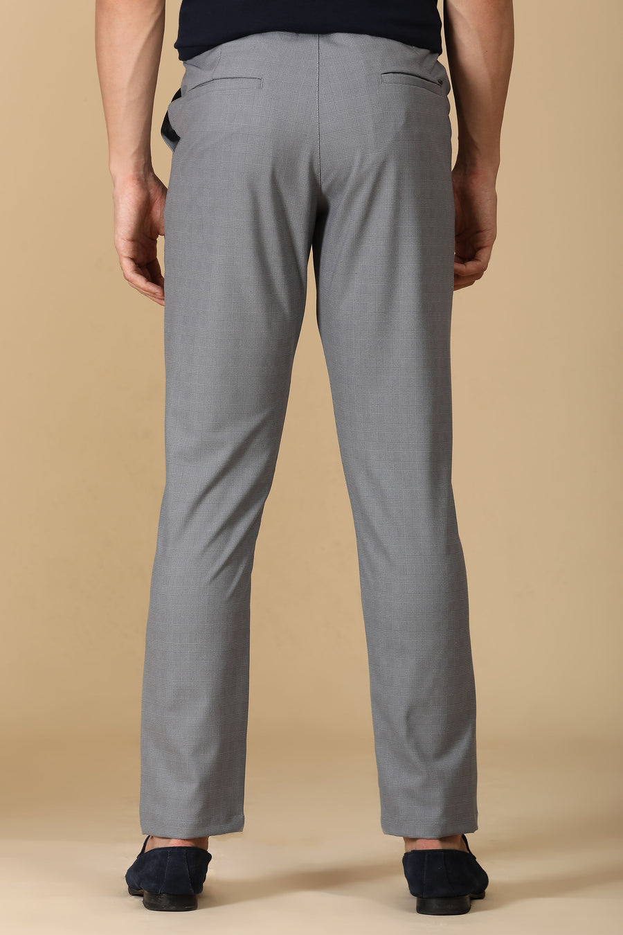 Minimal - Checkered Formal Trouser - Lt Grey