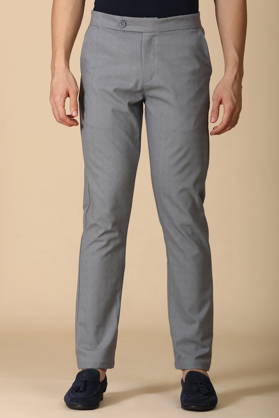 Minimal - Checkered Formal Trouser - Lt Grey