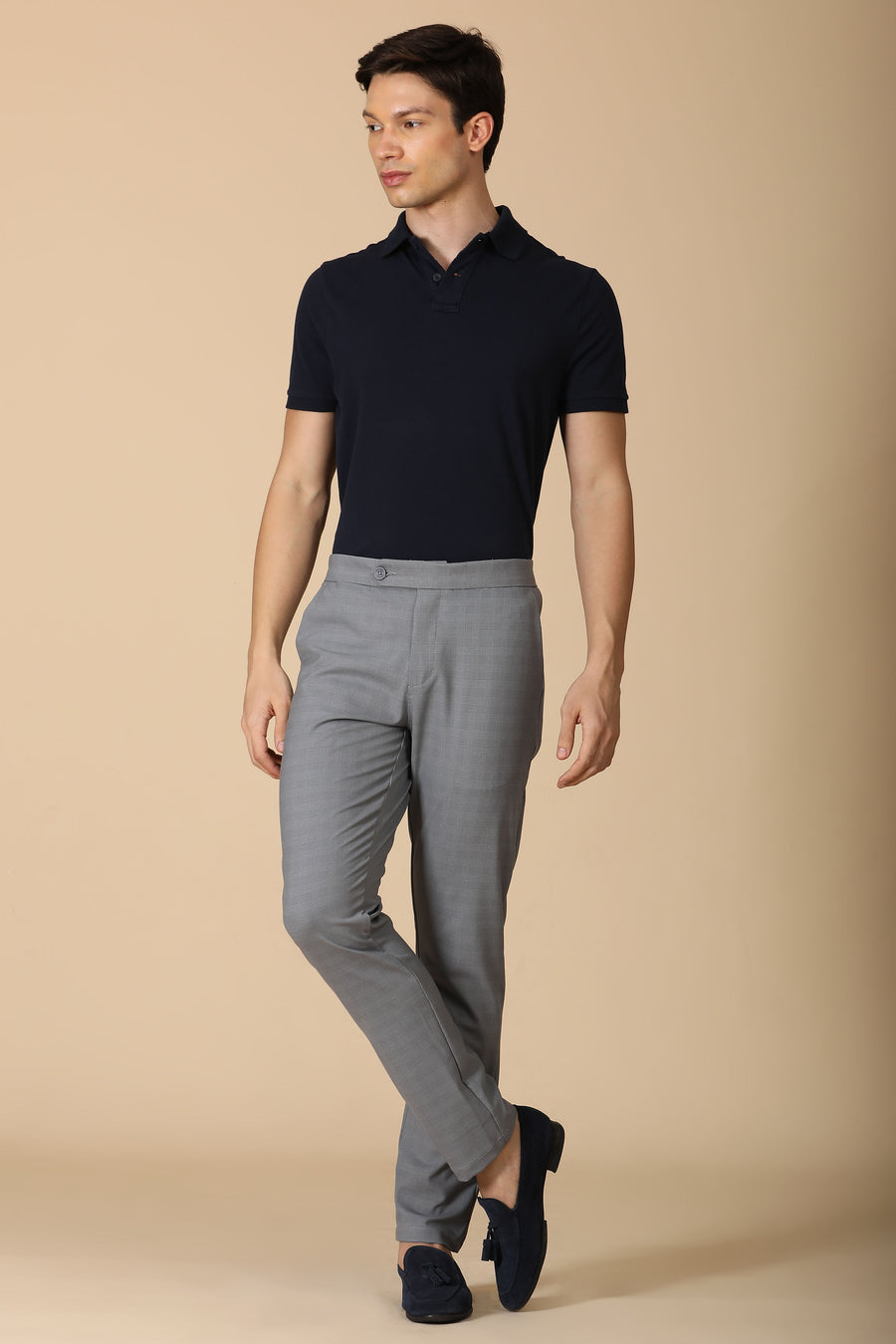 Minimal - Checkered Formal Trouser - Lt Grey