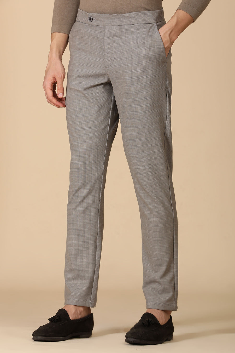 Minimal - Checkered Formal Trouser - Camel