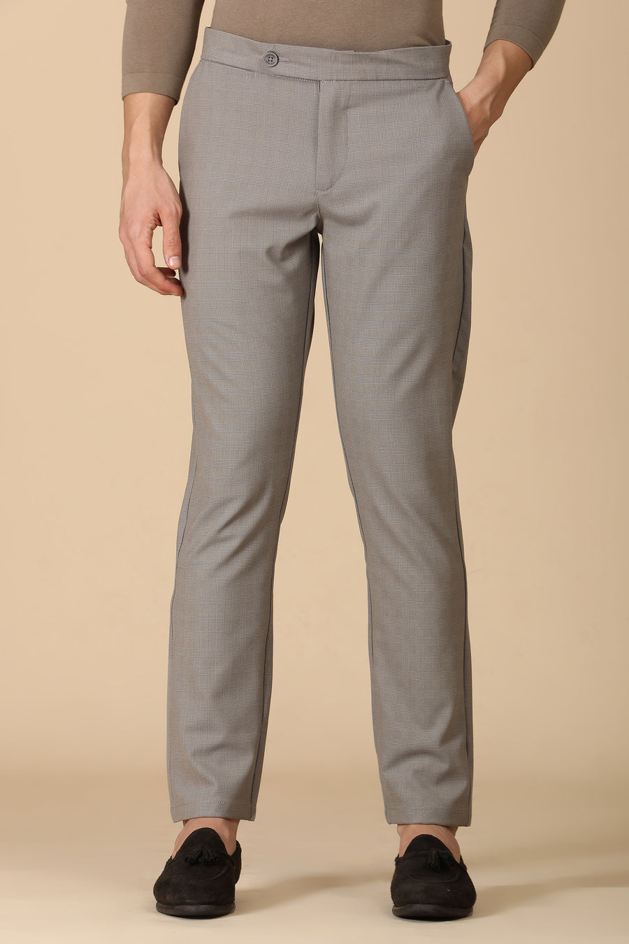 Minimal - Checkered Formal Trouser - Camel