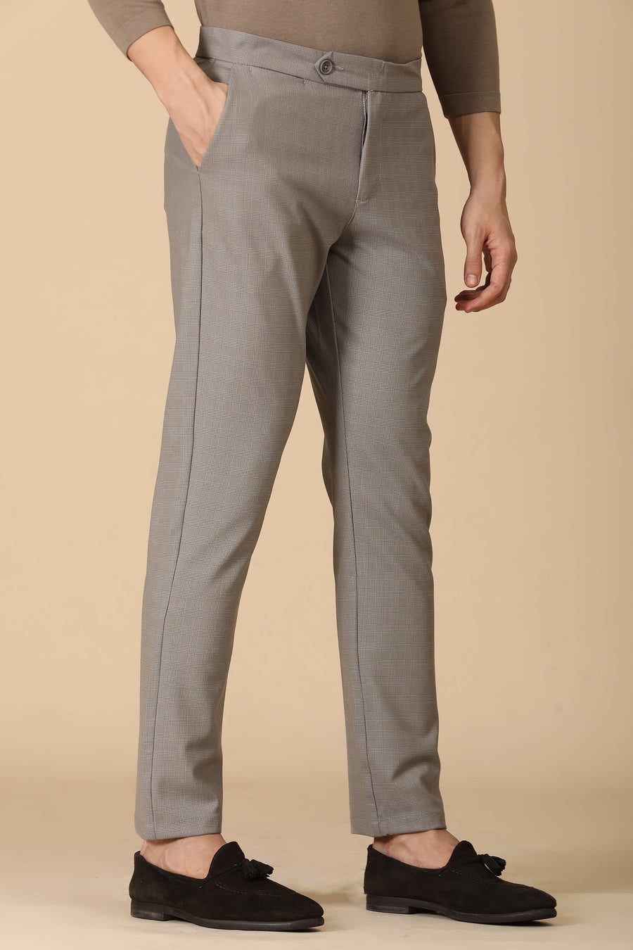 Minimal - Checkered Formal Trouser - Camel