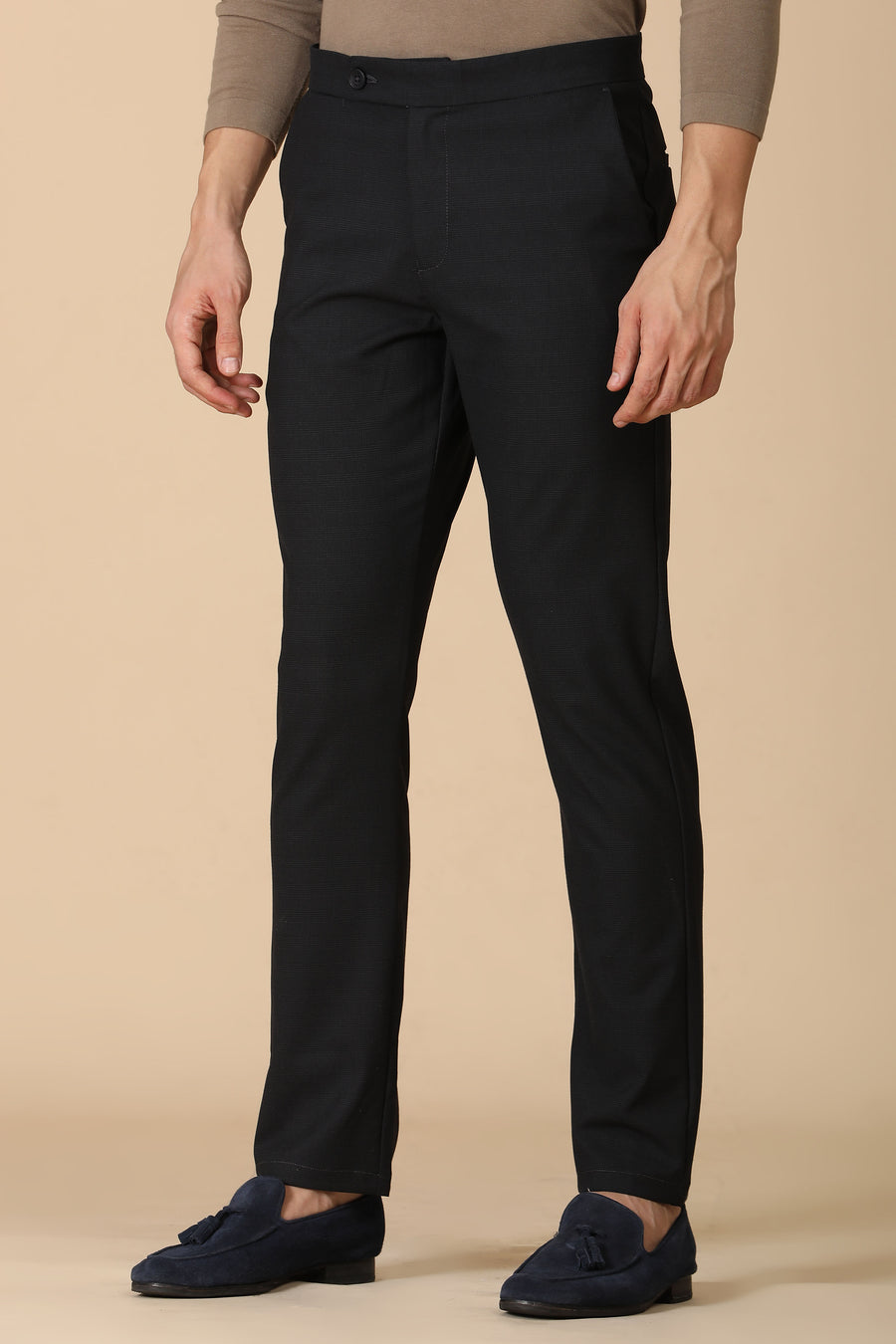 Minimal - Checkered Formal Trouser - Black