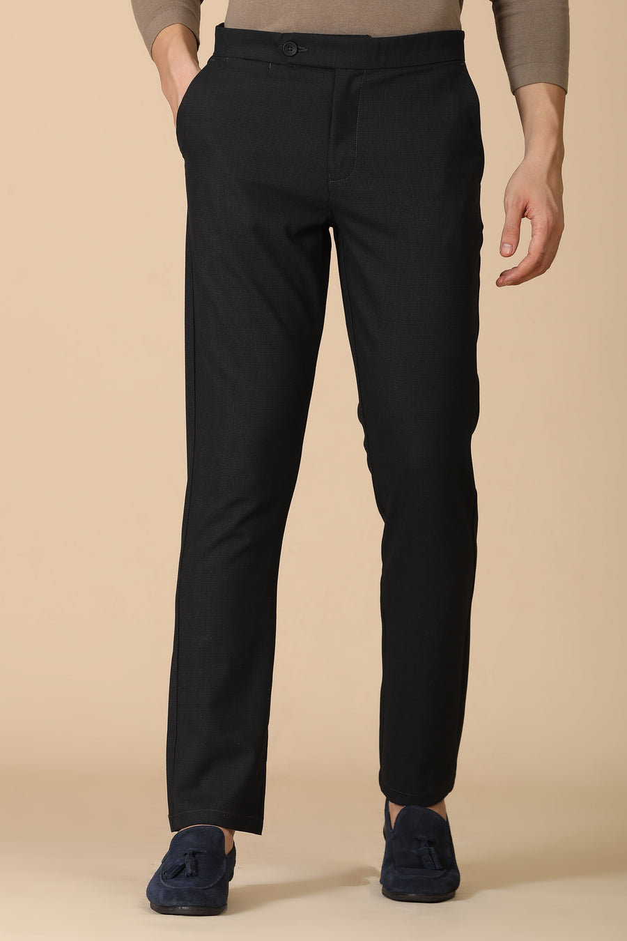 Minimal - Checkered Formal Trouser - Black