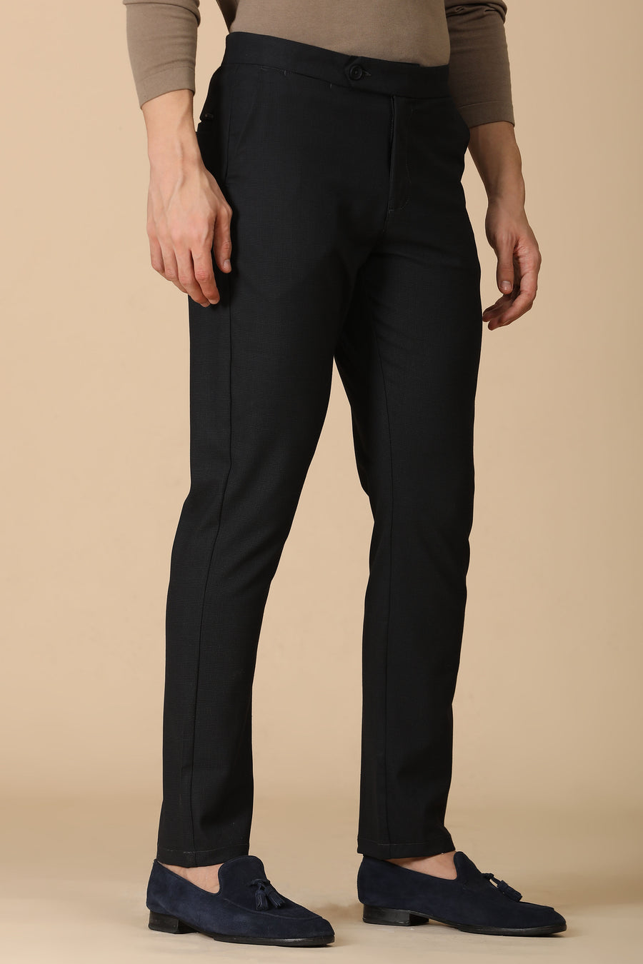 Minimal - Checkered Formal Trouser - Black