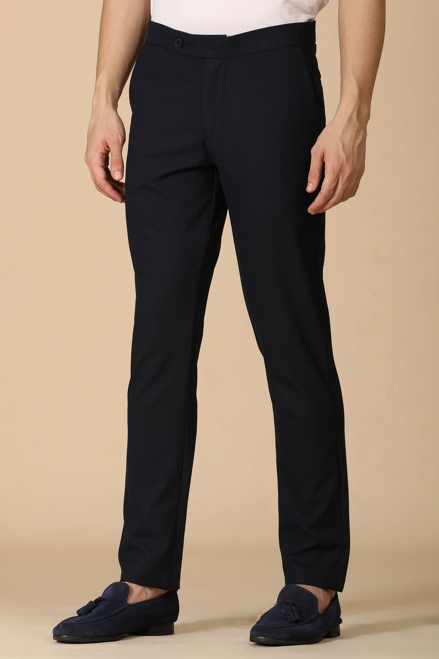 Minimal - Checkered Formal Trouser - Navy