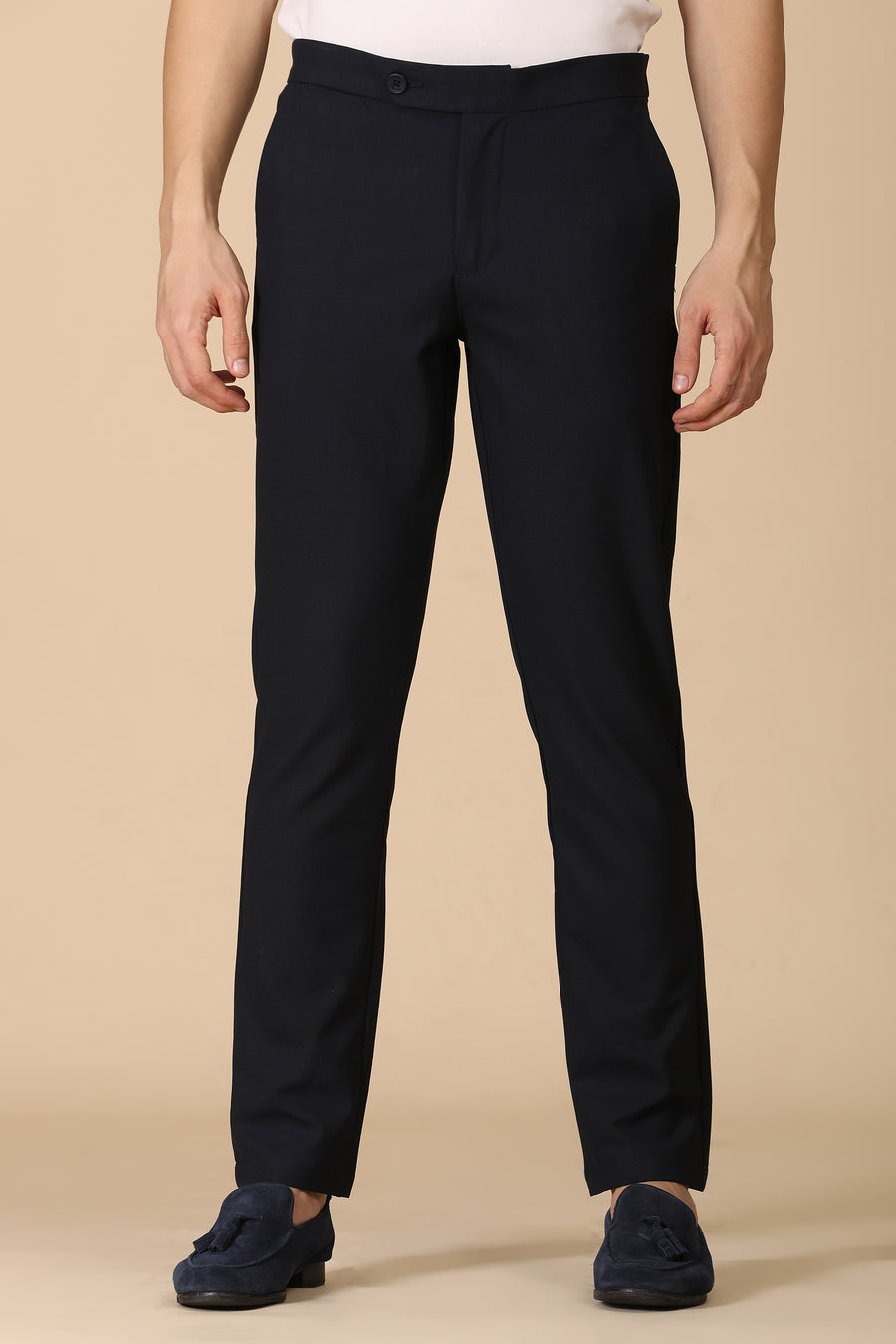 Minimal - Checkered Formal Trouser - Navy