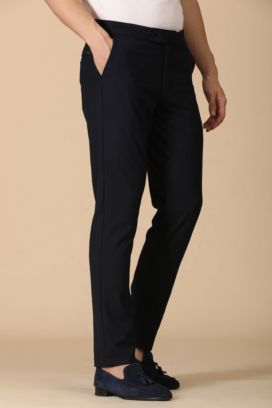 Minimal - Checkered Formal Trouser - Navy